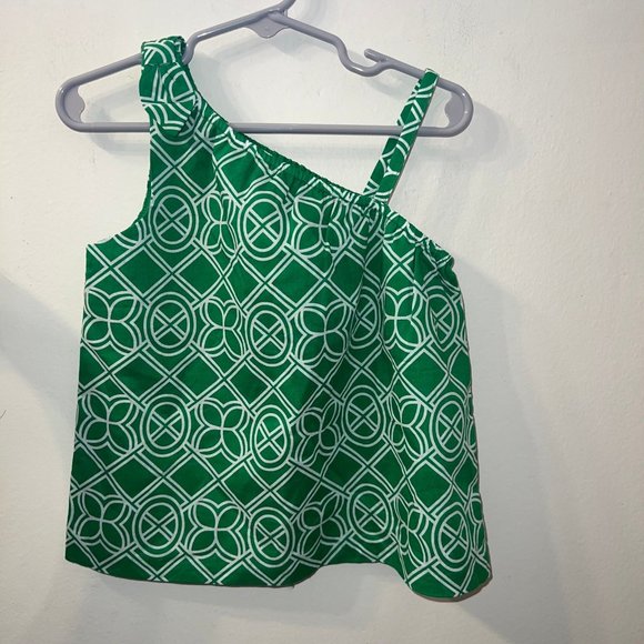 NWT Janie and Jack Green Geo One Shoulder Top 4 toddler girl - Picture 2 of 4